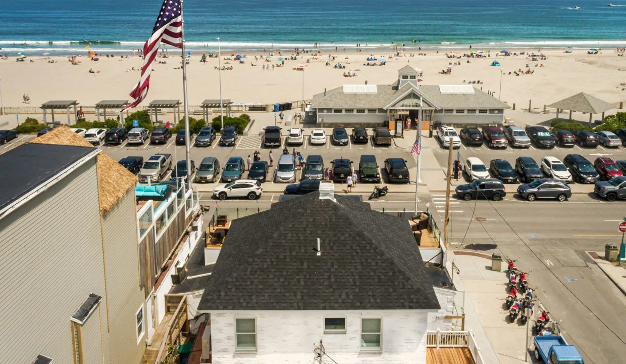 a view of a beach from a high point of view.