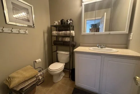 a white toilet sitting next to a white sink.